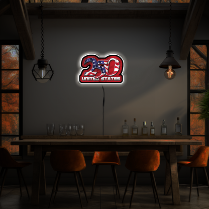 Custom Designed US 250th Anniversary Acrylic Sign - Lighted LED & Non-Lighted Wall Decor (11", 22", 33")
