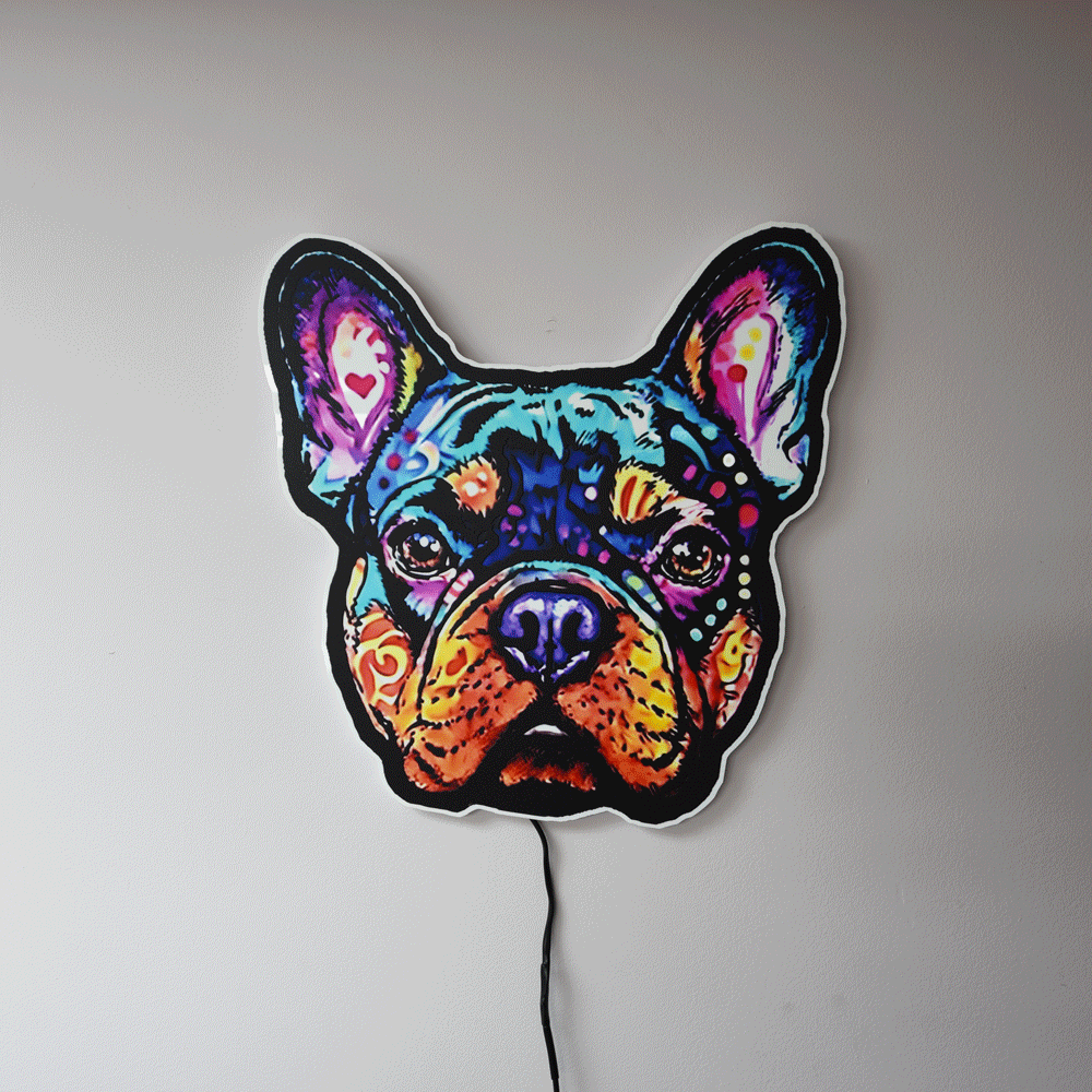 Louis French Bulldog Acrylic Wall Art | Premium LED Light-Up or Standard UV Print | Handmade USA