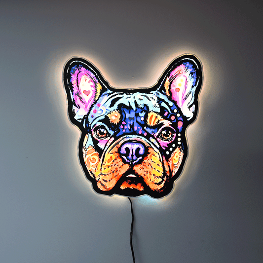 Louis French Bulldog Acrylic Wall Art | Premium LED Light-Up or Standard UV Print | Handmade USA