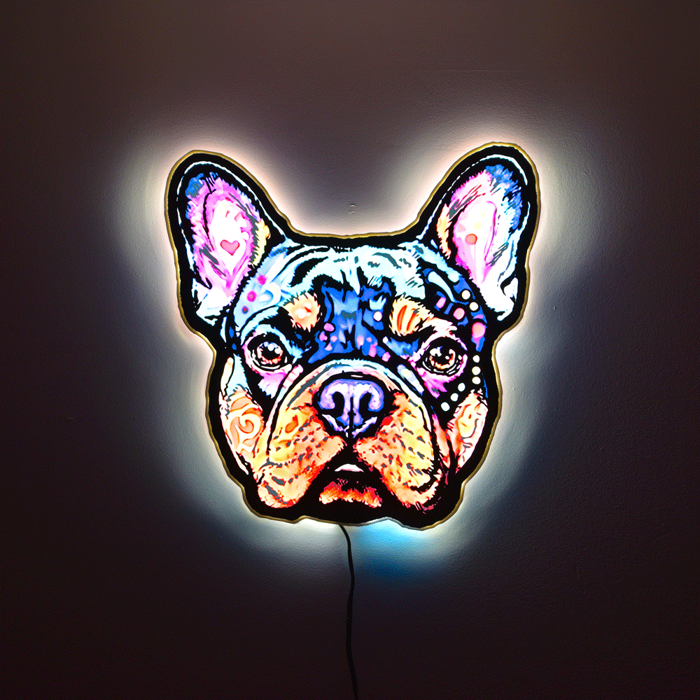 Louis French Bulldog Acrylic Wall Art | Premium LED Light-Up or Standard UV Print | Handmade USA