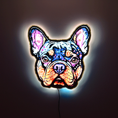 Louis French Bulldog Acrylic Wall Art | Premium LED Light-Up or Standard UV Print | Handmade USA