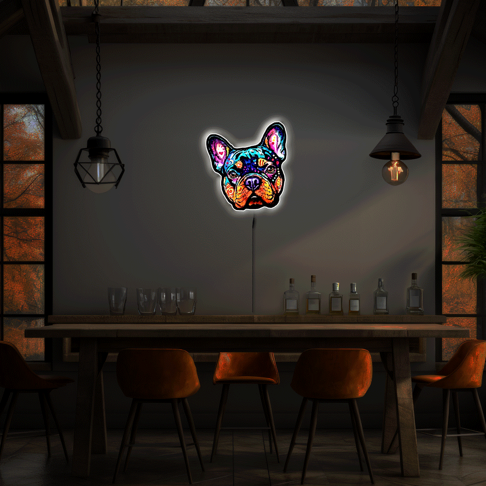 Louis French Bulldog Acrylic Wall Art | Premium LED Light-Up or Standard UV Print | Handmade USA