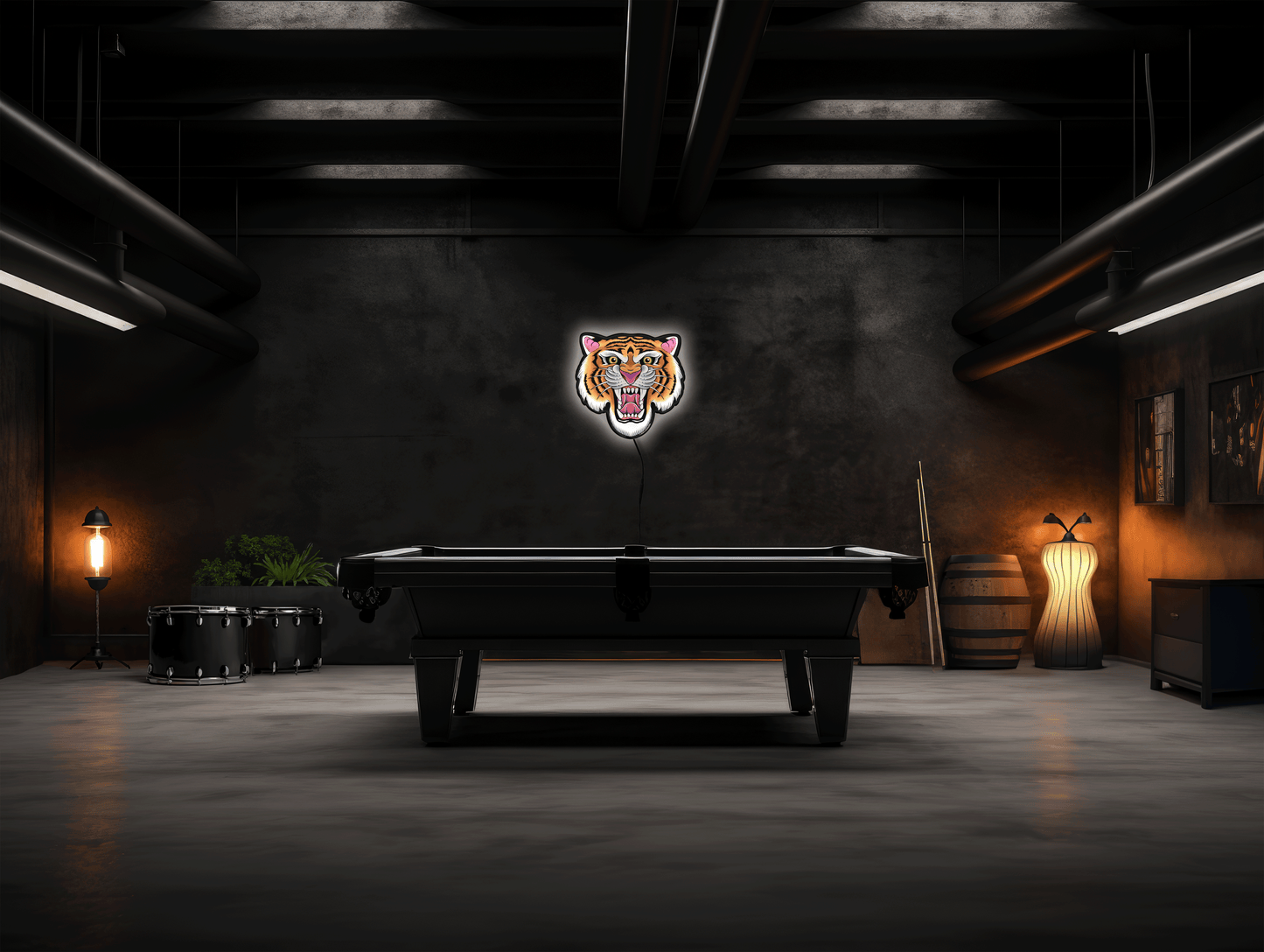 Large (17") Tiger Lighted Tattoo Tacker by Artist Bryce Bowerman