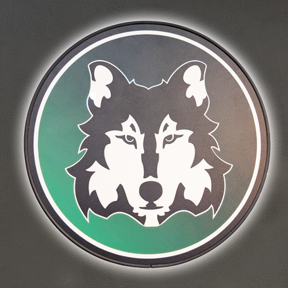 Wolf Brewing Co. 12" Round LED Light Up Tacker – Green Fade
