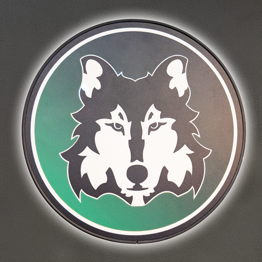Wolf Brewing Co. 12" Round LED Light Up Tacker – Green Fade