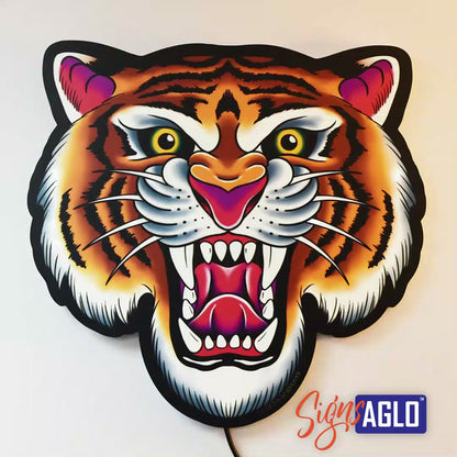 Large (17") Tiger Lighted Tattoo Tacker by Artist Bryce Bowerman